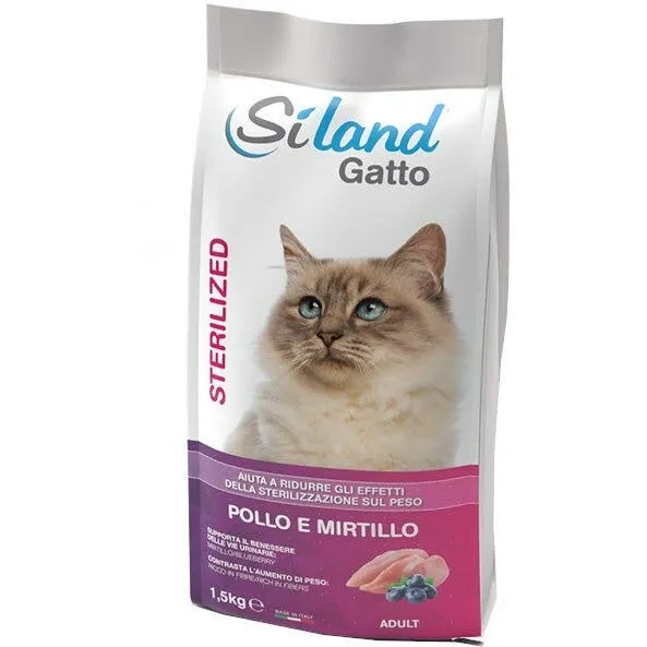 Siland Crocchette Pollo/Mirtilli Gatti Adulti Sterilizzati 1,5Kg