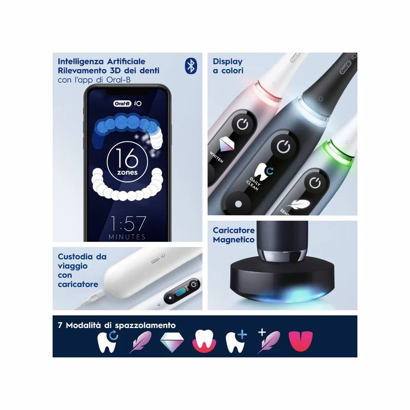 Oral-B Spazzolino Elettrico Ricaricabile iO 9S Bianco, 2 Testine, 1 Custodia Da Viaggio Ricaricabile, 1 Spazzolino