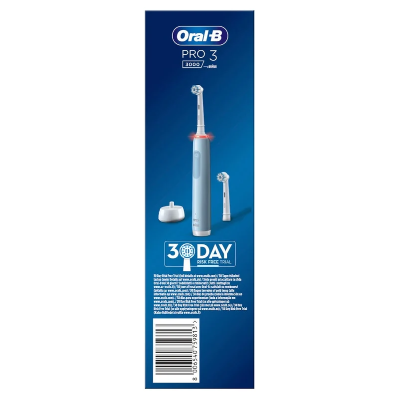 Oral-B Spazzolino Elettrico Ricaricabile Pro 3 3000 Blu, 2 Testine, 1 Spazzolino