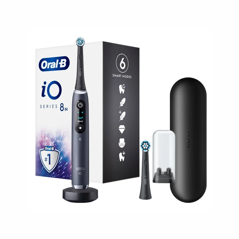 Oral-B Spazzolino Elettrico Ricaricabile iO 8S Nero, 2 Testine, 1 Custodia Da Viaggio, 1 Spazzolino