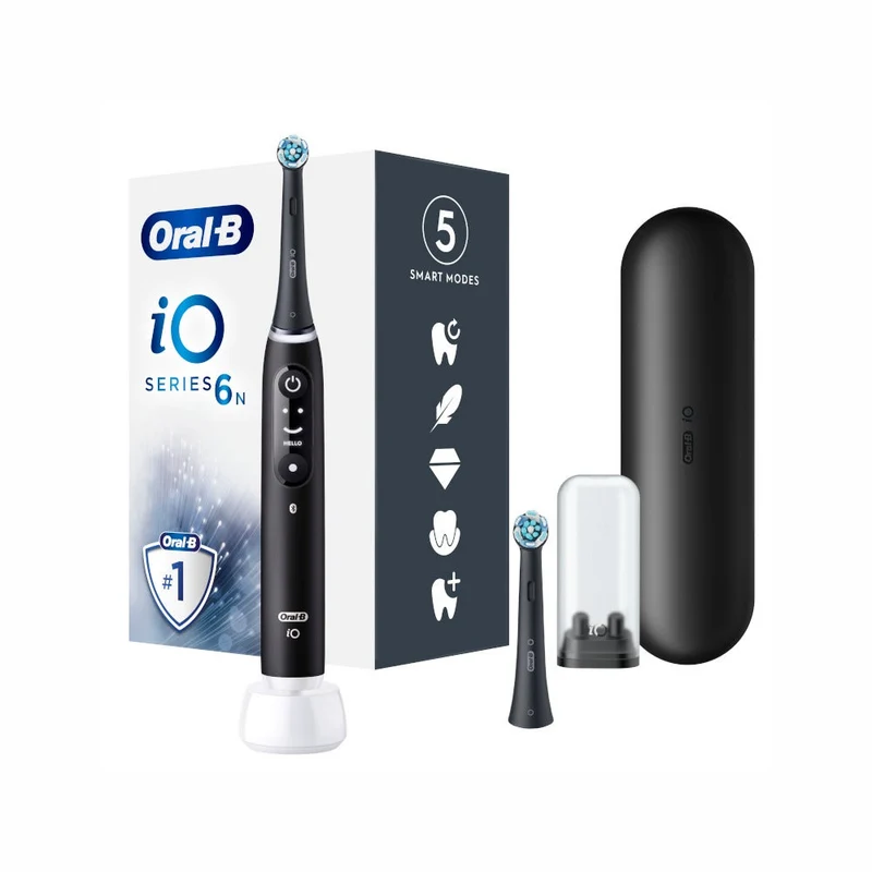 Oral-B iO6 Spazzolino Elettrico Ricaricabile Nero Con Custodia Da Viaggio