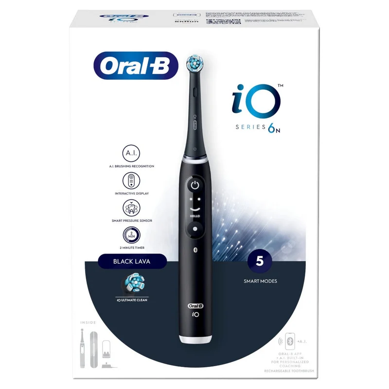 Oral-B iO6 Spazzolino Elettrico Ricaricabile Nero Con Custodia Da Viaggio