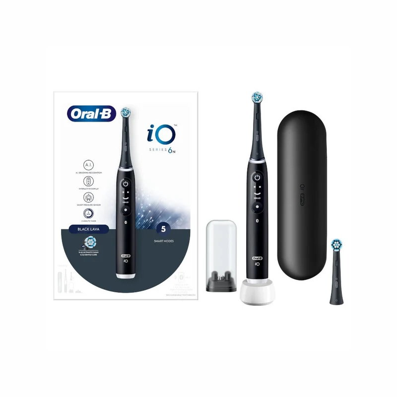 Oral-B iO6 Spazzolino Elettrico Ricaricabile Nero Con Custodia Da Viaggio
