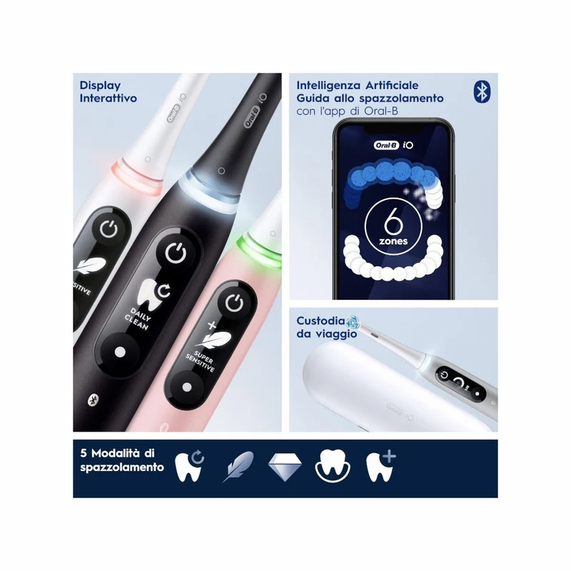 Oral-B iO6 Spazzolino Elettrico Ricaricabile Nero Con Custodia Da Viaggio
