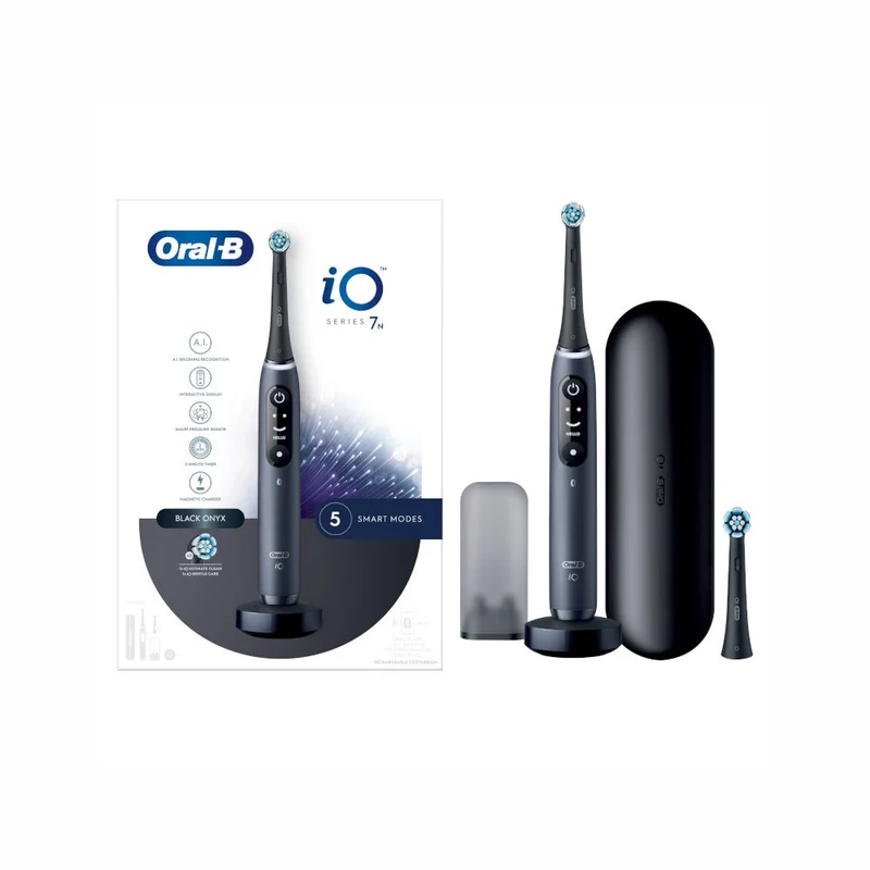 Oral-B Spazzolino Elettrico Ricaricabile iO 7S Nero, 2 Testine, 1 Custodia Da Viaggio, 1 Spazzolino