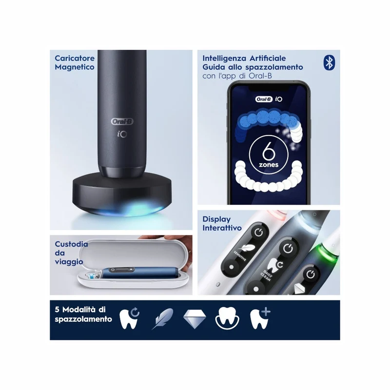 Oral-B Spazzolino Elettrico Ricaricabile iO 7S Nero, 2 Testine, 1 Custodia Da Viaggio, 1 Spazzolino