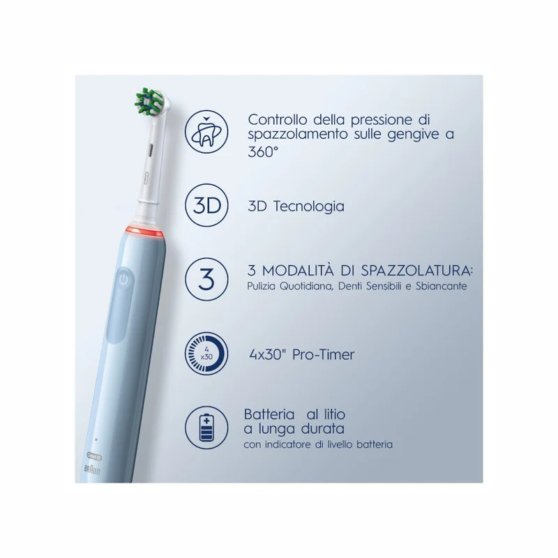 Oral-B Spazzolino Elettrico Ricaricabile Pro Series 3 Blu + 2 Testine