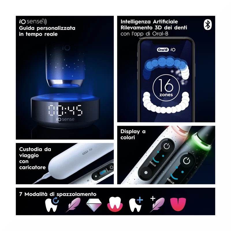 Oral-B Spazzolino Elettrico iO 10 Nero + 1 Testina + 1 Custodia + 1 Caricatore