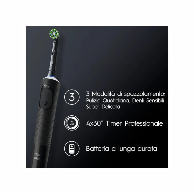 Oral-B Spazzolino Elettrico Ricaricabile Vitality Pro Nero, 1 Testina, 1 Spazzolino
