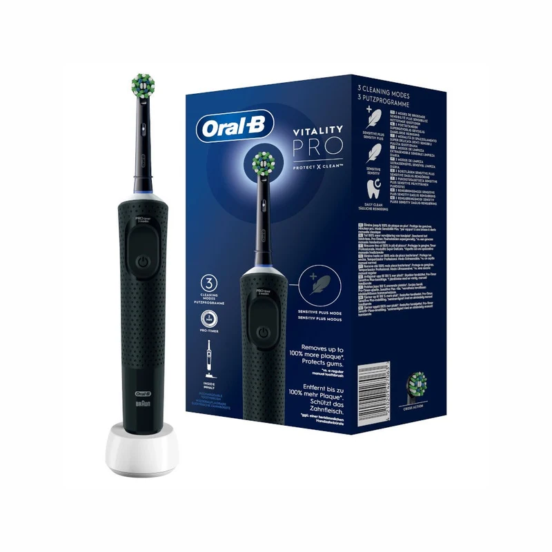 Oral-B Spazzolino Elettrico Ricaricabile Vitality Pro Nero, 1 Testina, 1 Spazzolino