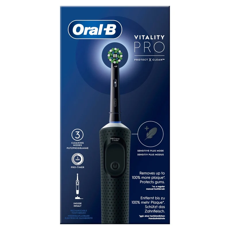 Oral-B Spazzolino Elettrico Ricaricabile Vitality Pro Nero, 1 Testina, 1 Spazzolino