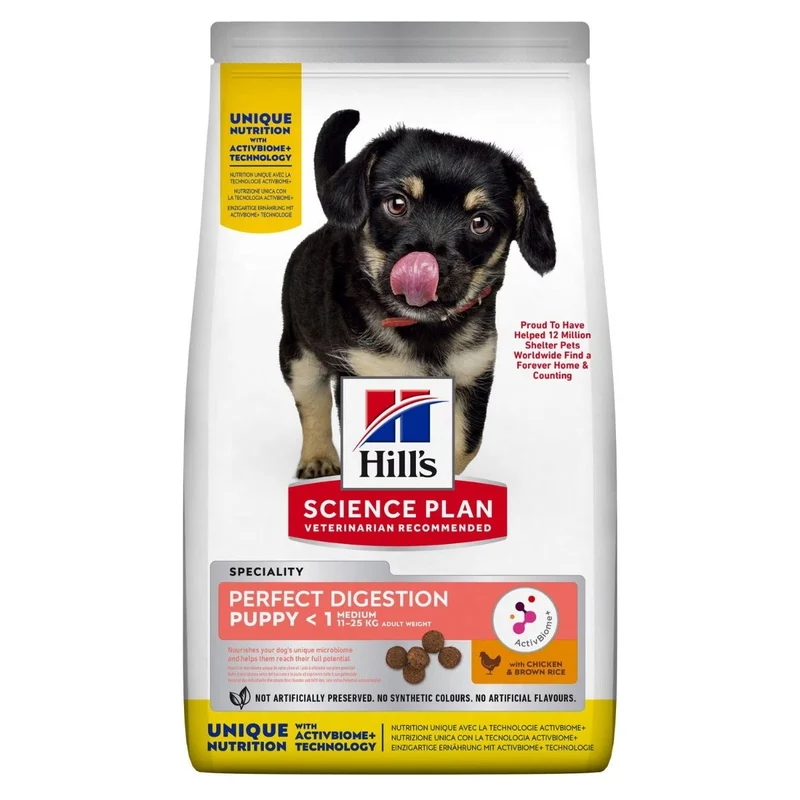 Hill's Science Plan Perfect Digestion Medium Puppy Cibo Secco Con Pollo E Riso Integrale Per Cuccioli Taglia Media Sacco 12kg