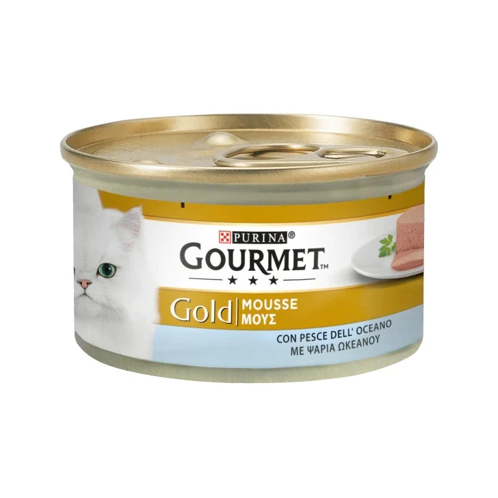 Purina Gourmet Gold Mousse Con Pesce Dell'Oceano Per Gatti Lattina 85g
