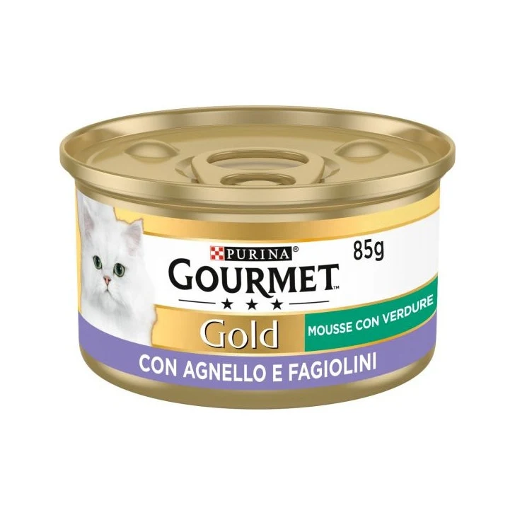 Purina Gourmet Gold Mousse Con Agnello E Fagiolini Per Gatti Lattina 85g