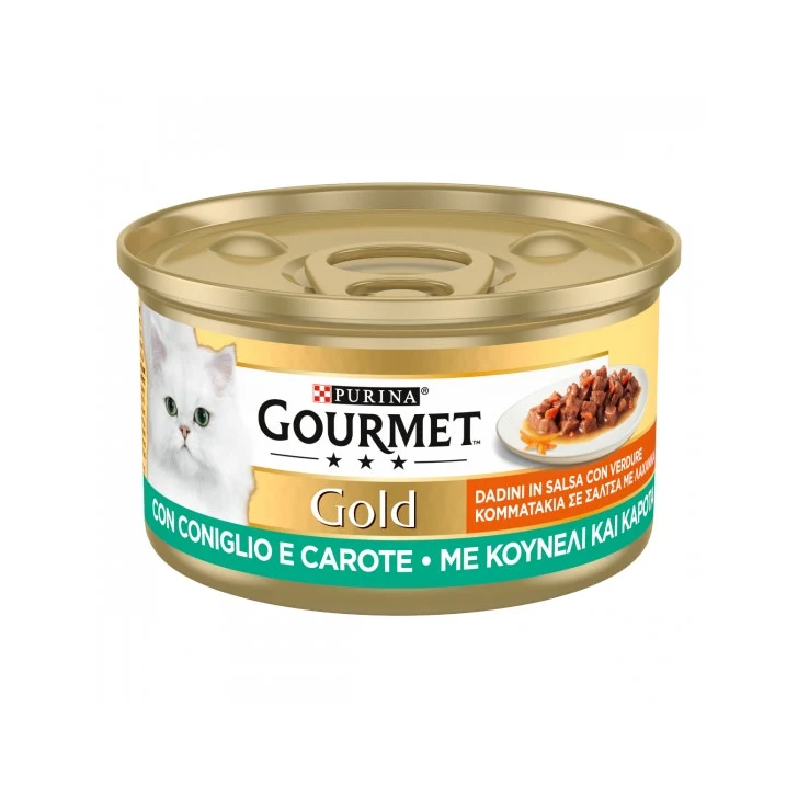 Purina Gourmet Gold Dadini In Salsa Con Coniglio E Carote Per Gatti Lattina 85g