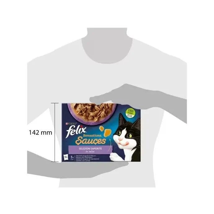 Purina Felix Sensations Sauces Tacchino/Manzo/Salmone/Sardine Cibo Umido Gatti Adulti Busta 12x85g