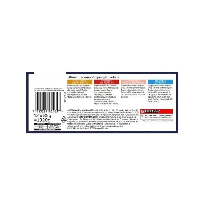 Purina Felix Sensations Sauces Tacchino/Manzo/Salmone/Sardine Cibo Umido Gatti Adulti Busta 12x85g