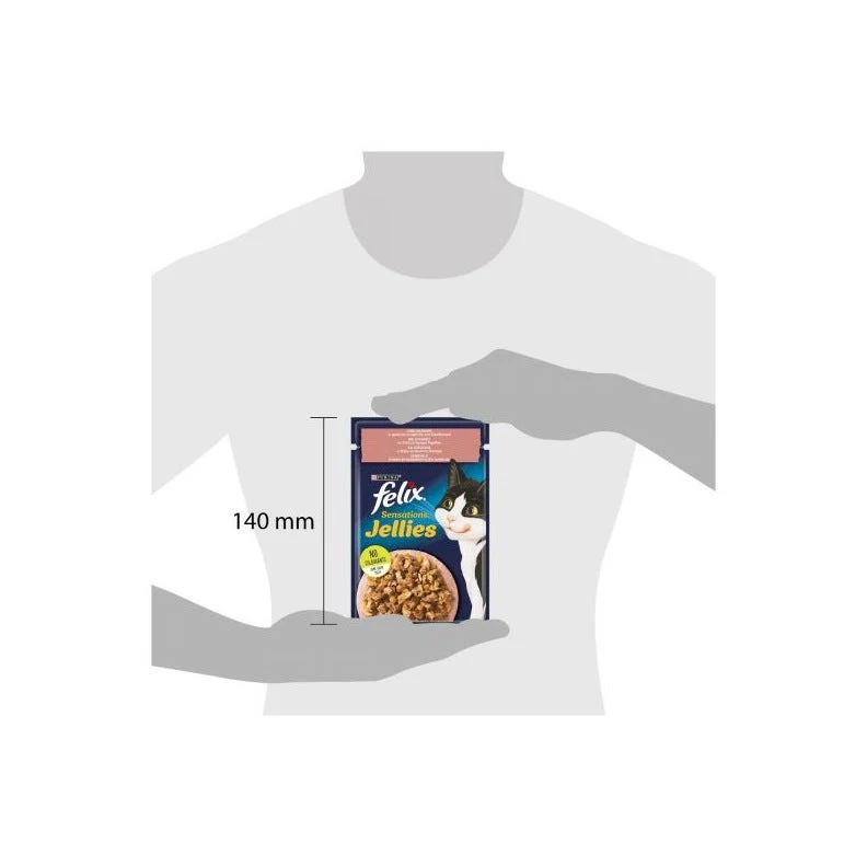 Purina Felix Sensations Jellies Gusto Salmone/Gamberetti Cibo Umido Gatti Adulti Busta 80g
