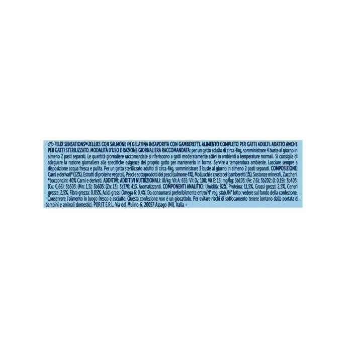 Purina Felix Sensations Jellies Gusto Salmone/Gamberetti Cibo Umido Gatti Adulti Busta 80g