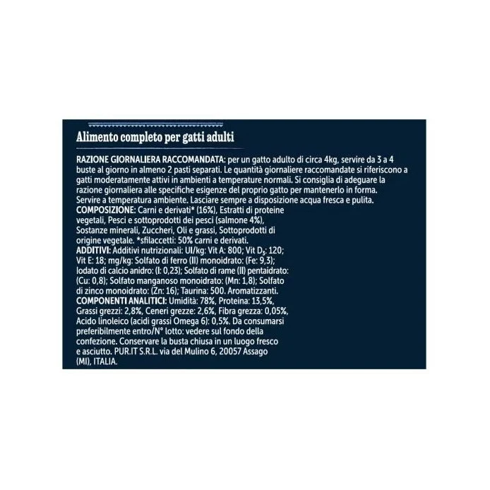 Purina Felix Sfilaccetti Rustici Gusto Salmone Cibo Umido Gatti Adulti Busta 80g