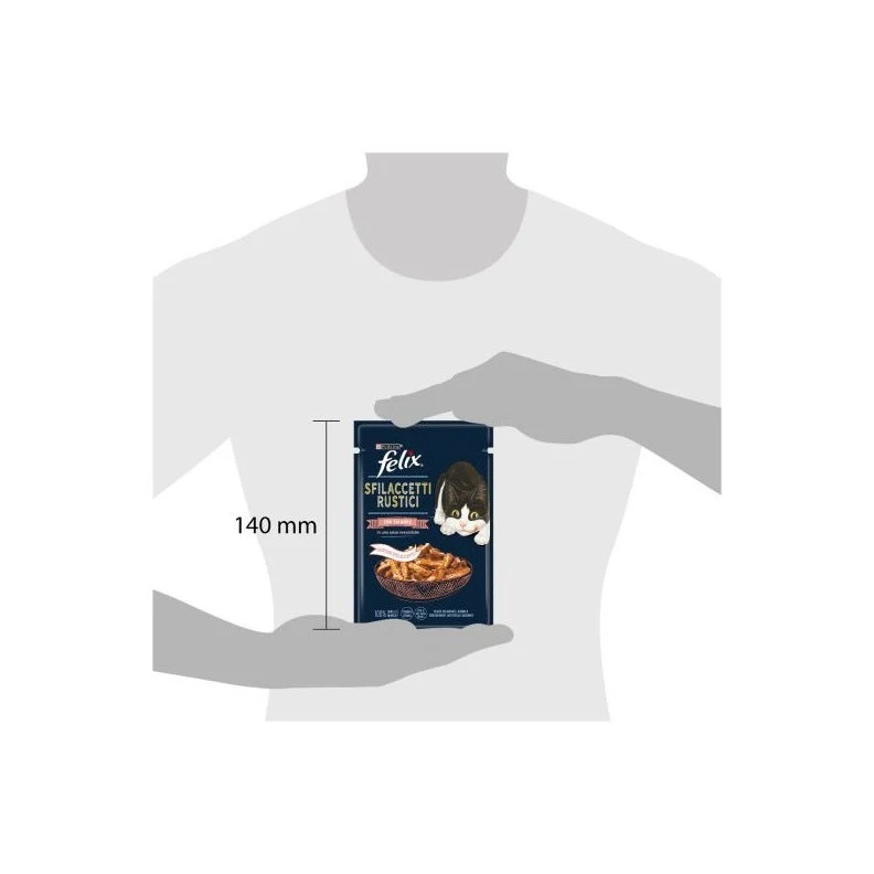 Purina Felix Sfilaccetti Rustici Gusto Salmone Cibo Umido Gatti Adulti Busta 80g
