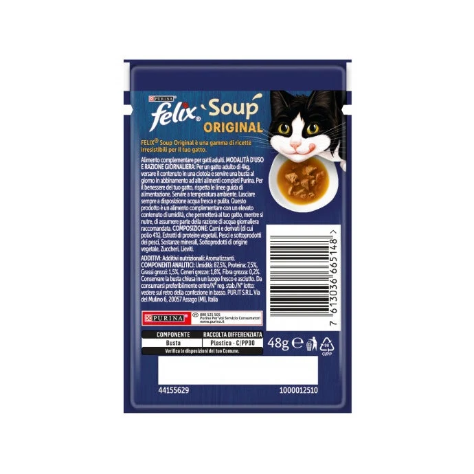Purina Felix Soup Gusto Pollo Cibo Umido Gatti Adulti Busta 48g