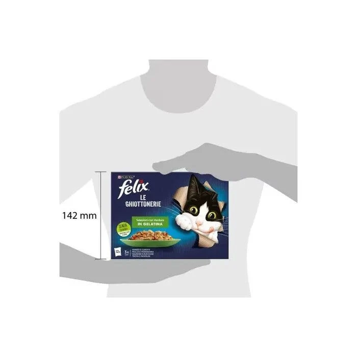 Purina Felix Le Ghiottonerie Manzo/Pollo /Salmone/Trota Con Verdure Cibo Umido Gatti Adulti Busta 12x85g