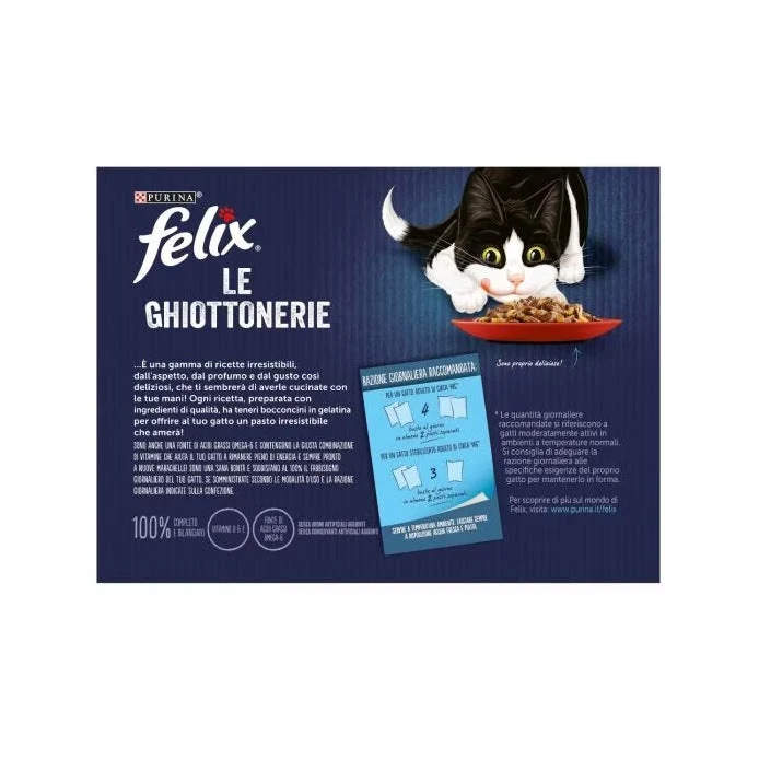Purina Felix Le Ghiottonerie Selezioni Gusto Manzo/Pollo Cibo Umido Gatti Adulti Busta 12x85g