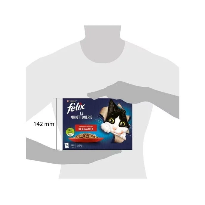 Purina Felix Le Ghiottonerie Selezioni Gusto Manzo/Pollo Cibo Umido Gatti Adulti Busta 12x85g