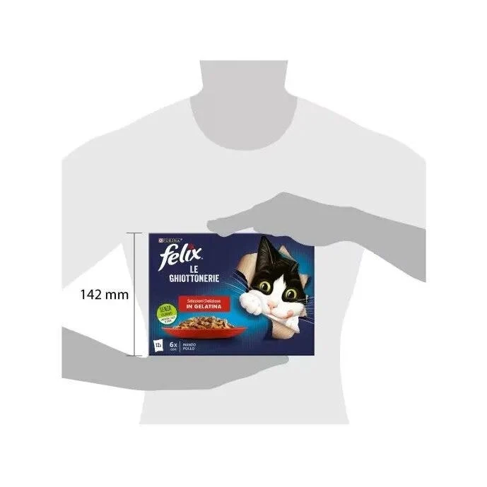 Purina Felix Le Ghiottonerie Selezioni Gusto Manzo/Pollo Cibo Umido Gatti Adulti Busta 12x85g