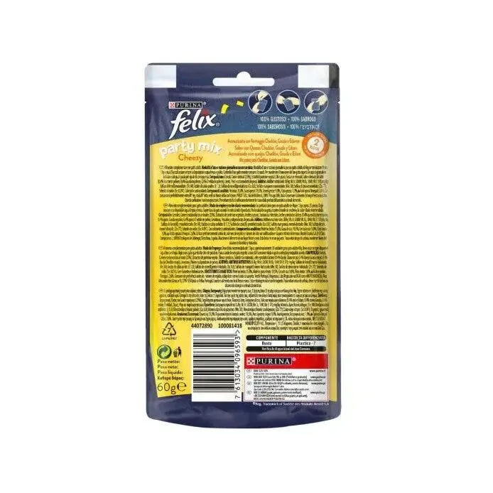 Purina Felix Party Mix Cheezy Ai Formaggi Snack Gatti Adulti Busta 60g