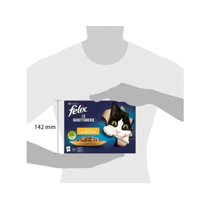 Purina Felix Le Ghiottonerie Gusto Platessa/Tonno/Coniglio/Agnello Cibo Umido Gatti Adulti Busta 12x85g
