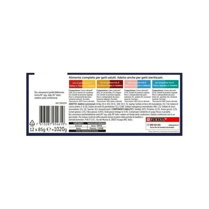 Purina Felix Le Ghiottonerie Manzo/Tacchino/Salmone/Trota Cibo Umido Gatti Adulti Busta 12x85g