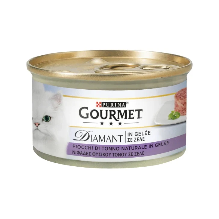 Purina Gourmet Diamant Fiocchi Di Tonno Naturale In Gelée Per Gatti Lattina 85g