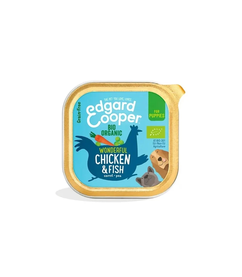 Edgard & Cooper Puppy Pollo E Pesce Biologici Senza Cereali Cibo Umido per Cani 100g