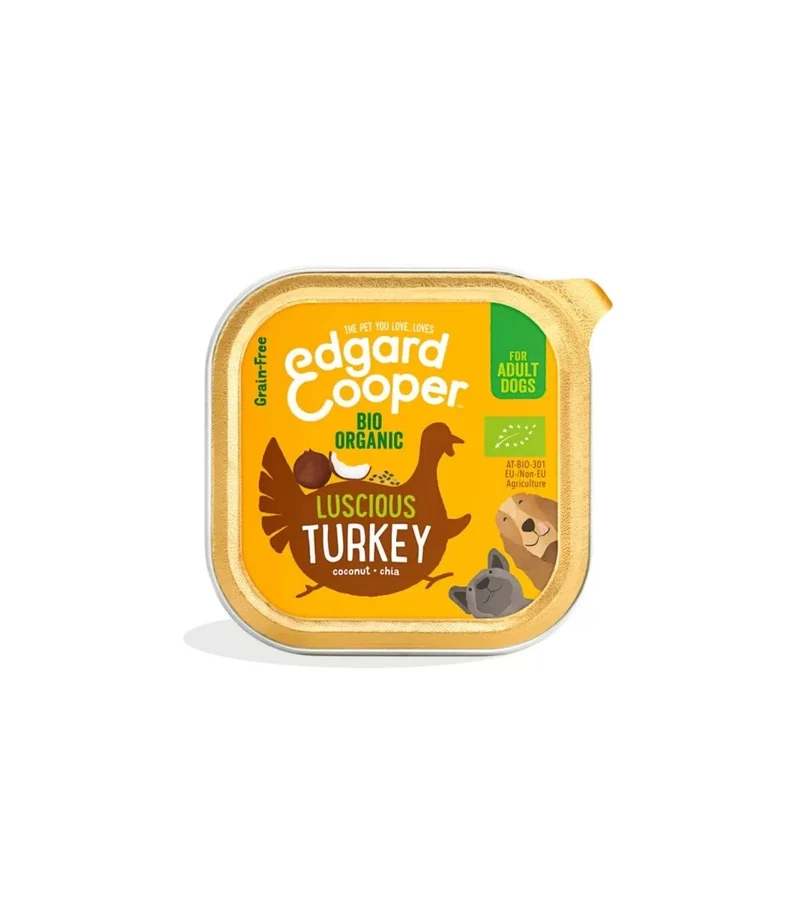 Edgard & Cooper Adult Tacchino Biologico Senza Cereali Cibo Umido per Cani 100g