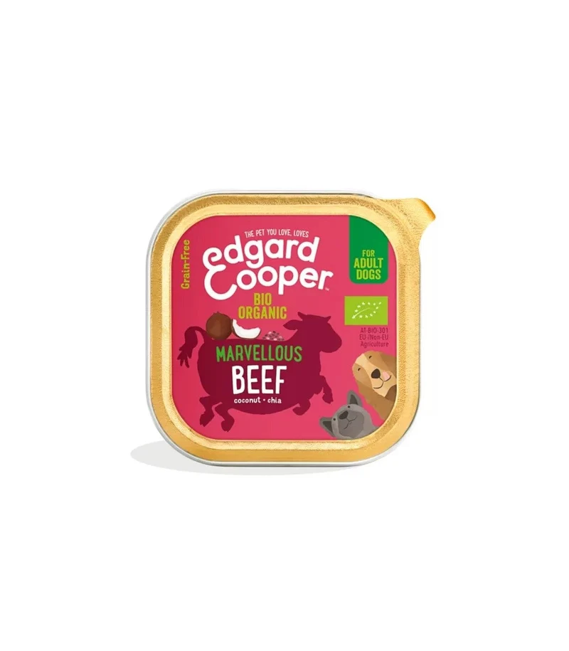 Edgard & Cooper Adult Manzo Biologico Senza Cereali Cibo Umido per Cani 100g