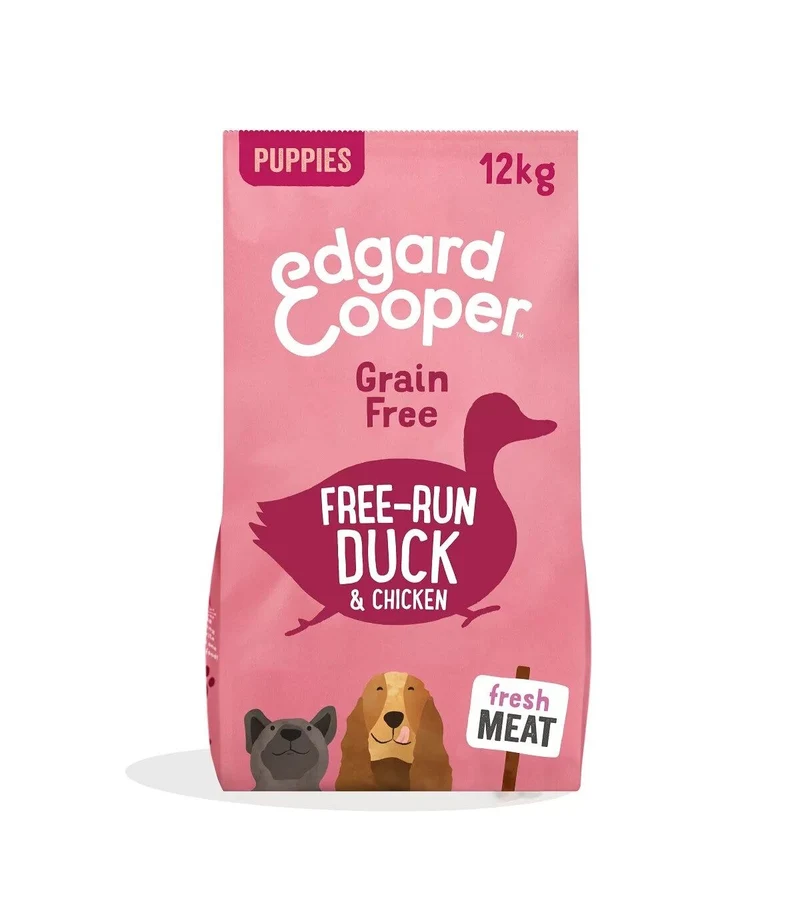 Edgard & Cooper Puppy Anatra E Pollo Allevati A Terra Senza Cereali Crocchette per Cani 12 Kg