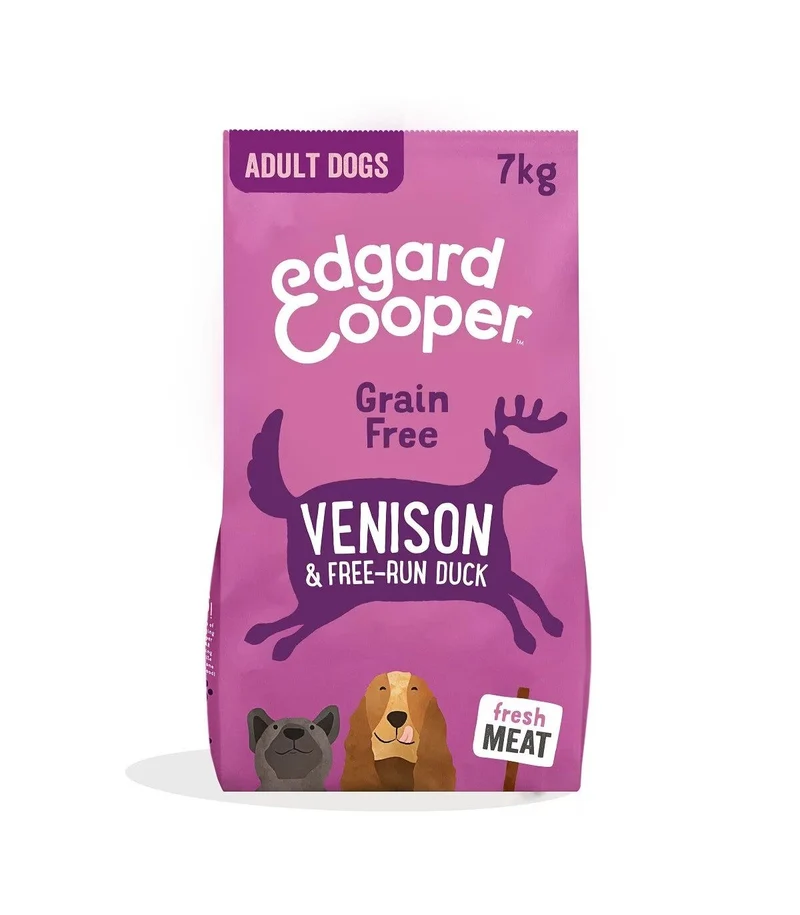 Edgard & Cooper Adult Carne Fresca Di Cervo E Anatra Allevata A Terra Senza Cereali Cibo Secco per Cani 7kg