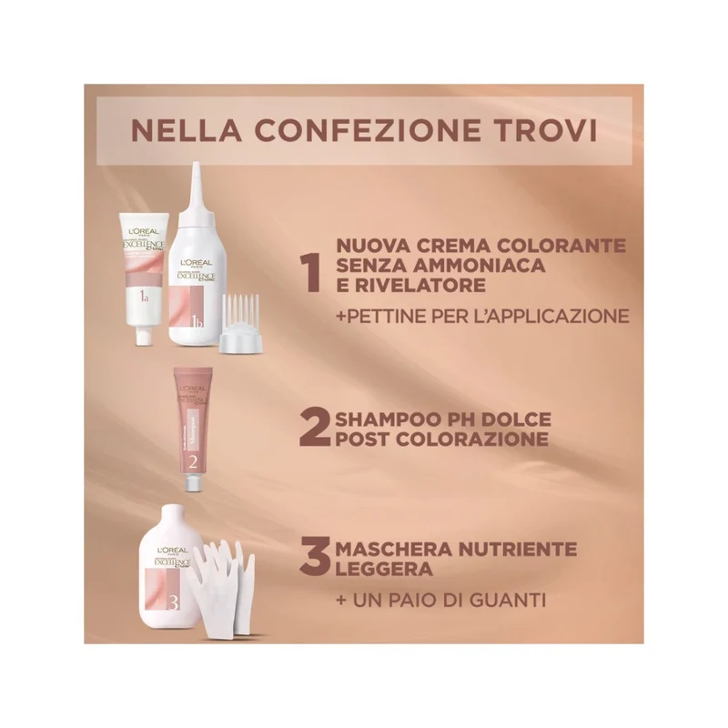 L'Oréal Paris Kit Excellence Universal Nude Colorazione Permanente 8U Biondo Chiaro Universale