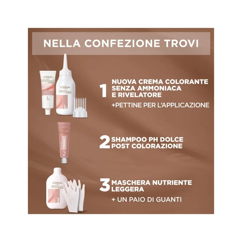 L'Oréal Paris Kit Excellence Universal Nude Colorazione Permanente 3U Castano Scuro Universale