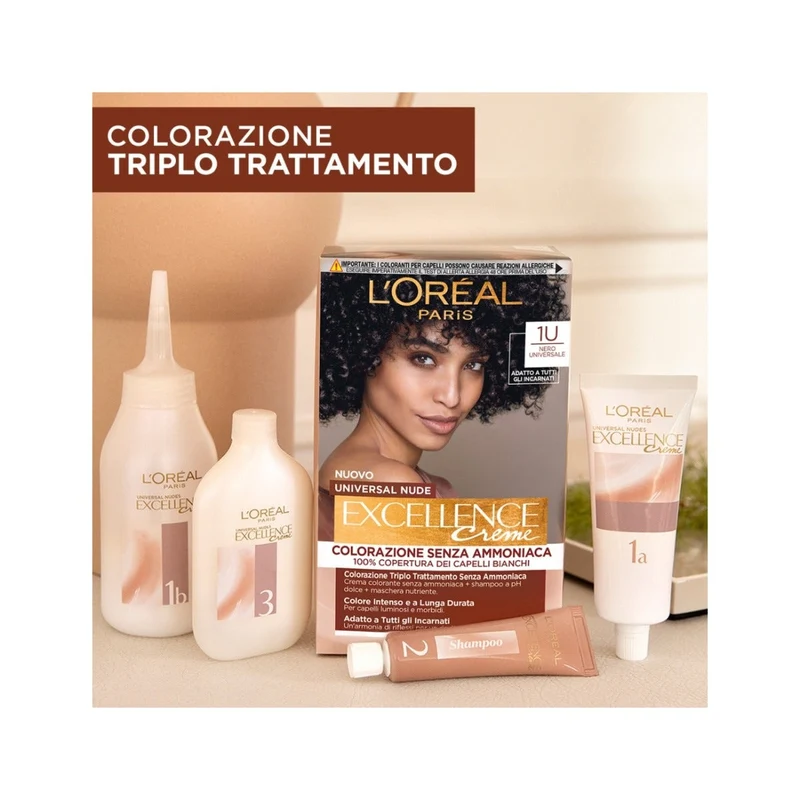 L'Oréal Paris Kit Excellence Universal Nude Colorazione Permanente 1U Nero Universale