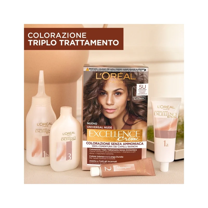 L'Oréal Paris Kit Excellence Universal Nude Colorazione Permanente 5U Castano Chiaro Universale