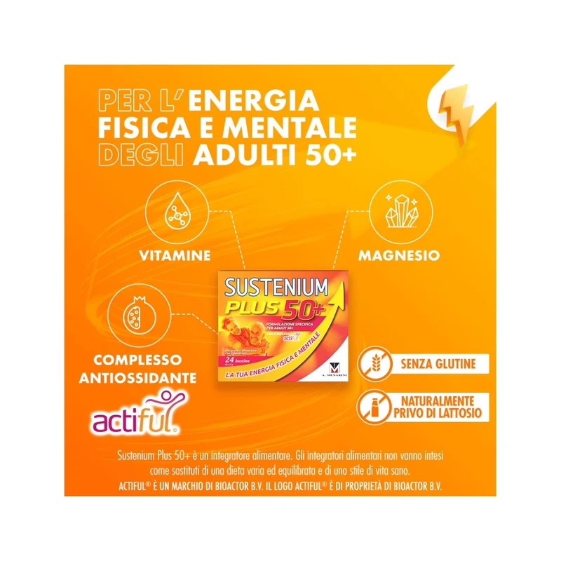 Sustenium Plus 50+ 24 Bustine - Integratore Energetico Over 50
