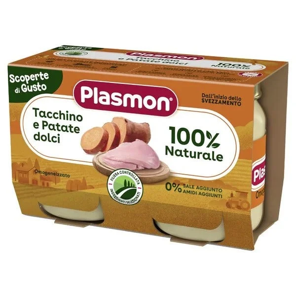 Plasmon Omogeneizzato Scoperte Di Gusto Tacchino e Patate Dolci 6M+ 2x120g