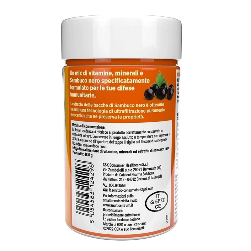 Multicentrum Immunità & Difesa Con Sambuco Integratore Alimentare Vitamina C Difese Immunitarie 30 Compresse