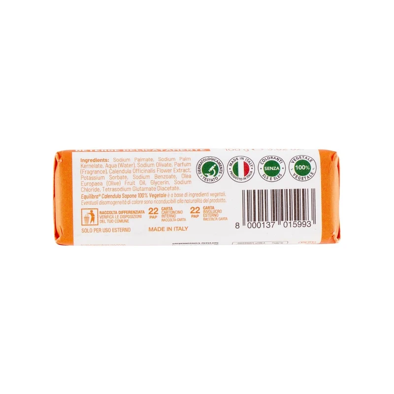 Equilibra Calendula Sapone 100% Vegetale Deterge E Addolcisce 100g