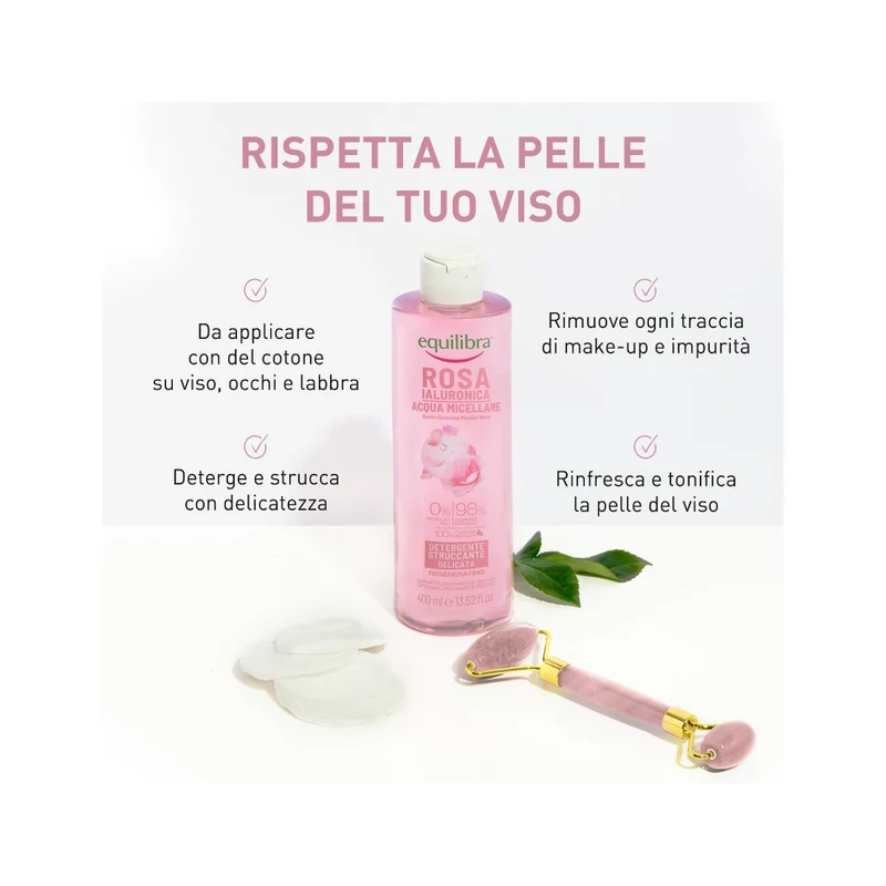Equilibra Rosa Ialuronica Acqua Micellare Detergente/Struccante Delicata 400ml