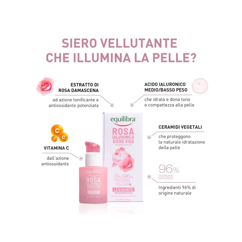 Equilibra Rosa Ialuronica Siero Viso Levigante 30ml