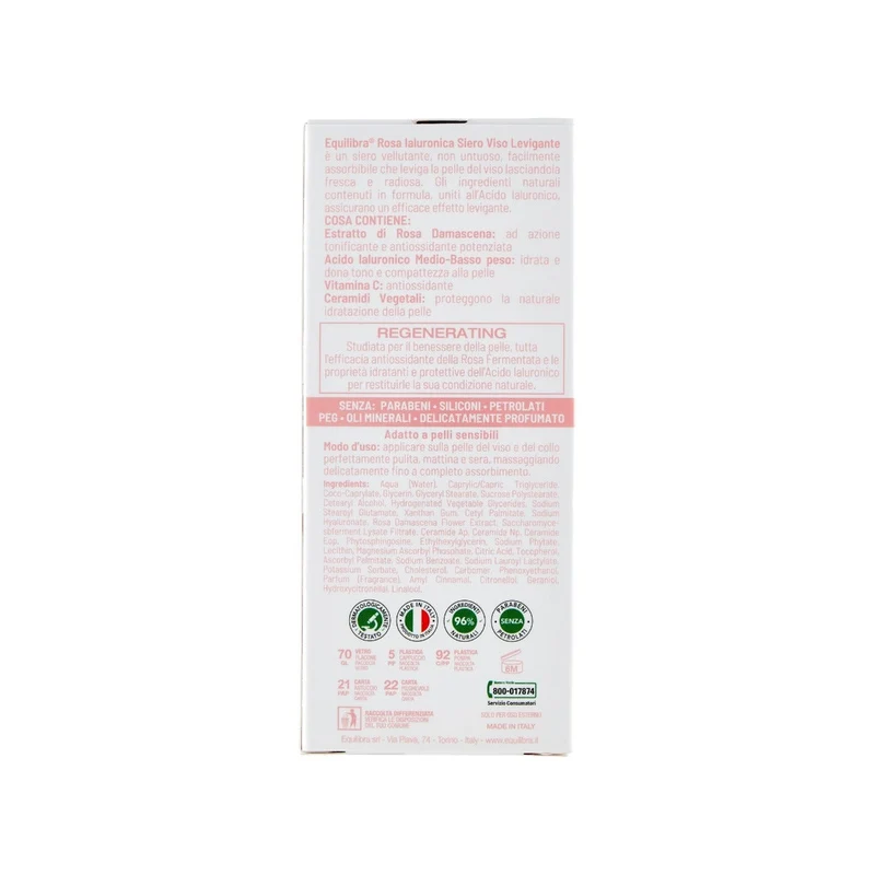 Equilibra Rosa Ialuronica Siero Viso Levigante 30ml